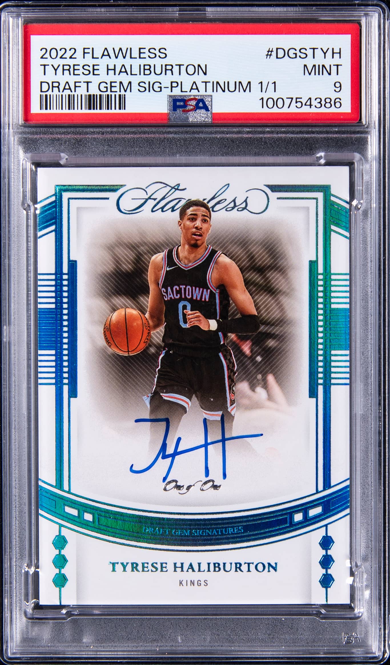 2022 Panini Flawless Draft Gem Signatures Draft Gem Sig-Platinum 1/1 Tyrese Haliburton #DGSTYH
