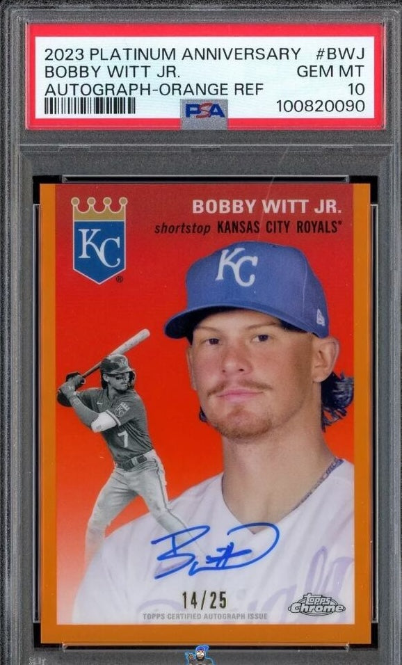 2023 Topps Chrome Platinum Anniversary Autograph Orange Refractor Bobby Witt Jr. #CPA-BWJ /25