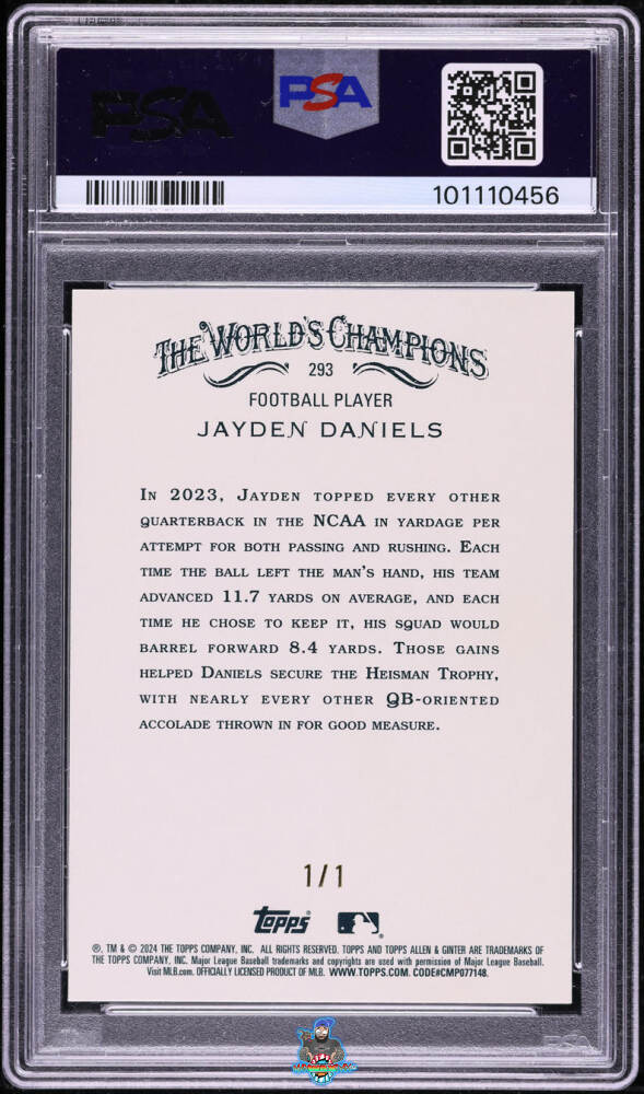 Back of 2024 Topps Allen and Ginter Glossy Jayden Daniels #293