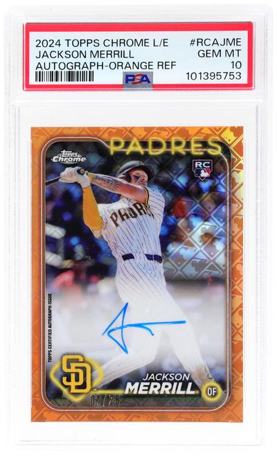 2024 Topps Chrome Logofractor Edition Rookie Autograph Orange Refractor Jackson Merrill #RCA-JME 7/2