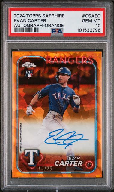 2024 Topps Chrome Sapphire Chrome Sapphire Autographs Autograph-Orange Evan Carter #CSAEC