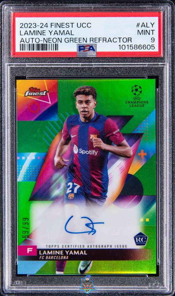 2023 Finest UEFA Club Competition Autograph Neon Green Refractor Lamine Yamal #ALY /99