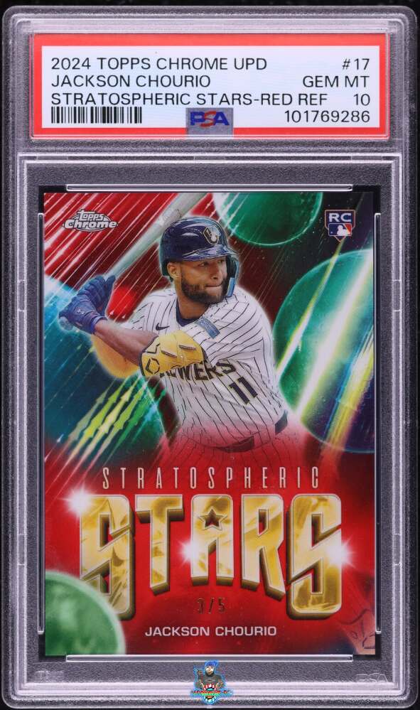 2024 Topps Chrome Update Stratospheric Stars Red Ref Jackson Chourio #17