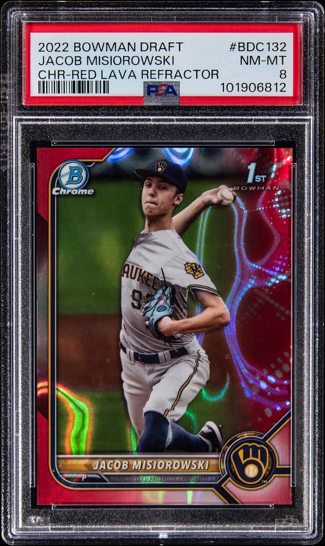 2022 Bowman Chrome Draft Red Lava Refractors Jacob Misiorowski #BDC132 /5