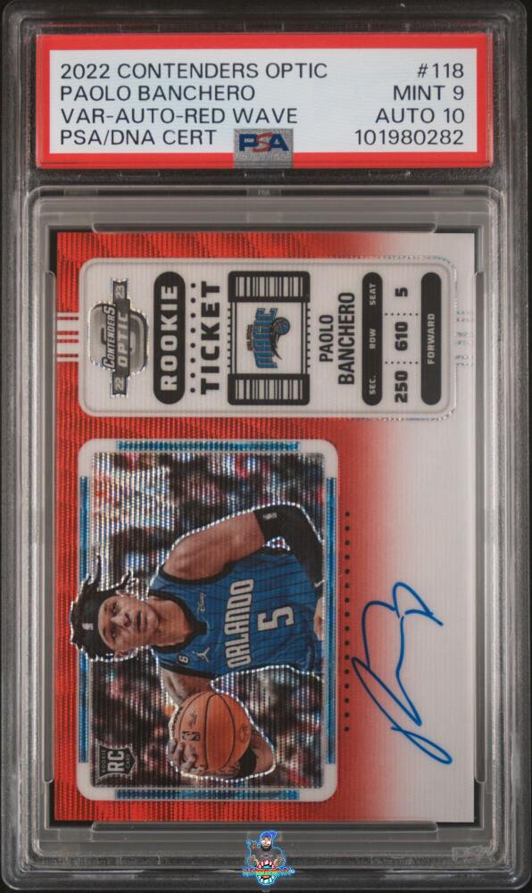 2022 Contenders Optic Horizontal Variation Rookie Ticket Autograph Red Wave Paolo Banchero #118