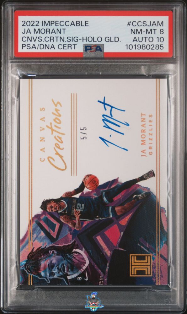 2022 Panini Impeccable Canvas Creations Signatures Holo Gold Ja Morant #8 /5
