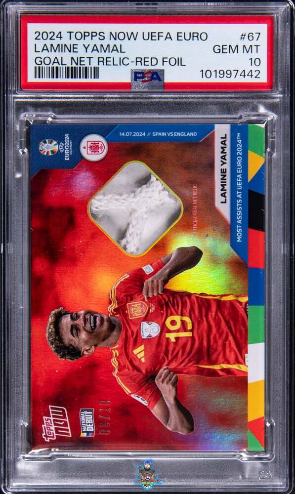 2024 Topps Now UEFA Euro Goal Net Relic Red Foil Lamine Yamal #67 /10