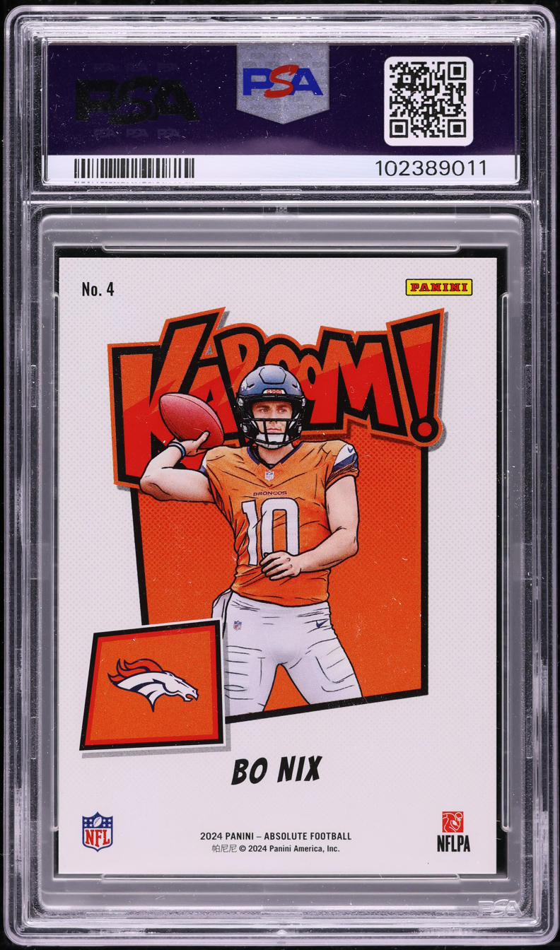 Back of 2024 Panini Absolute Kaboom! Vertical Bo Nix #4