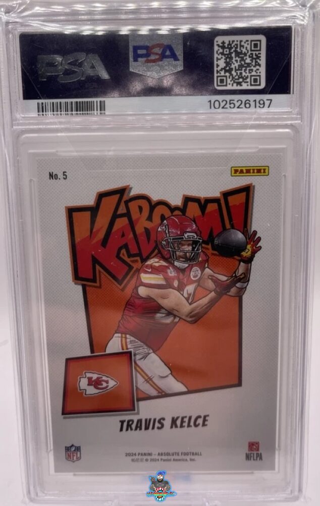 Back of 2024 Panini Absolute Kaboom! Horizontal Travis Kelce #5