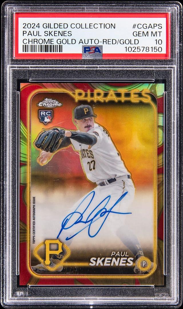 2024 Topps Gilded Collection Topps Chrome Gold Autograph Red and Gold Paul Skenes #CGAPS /5