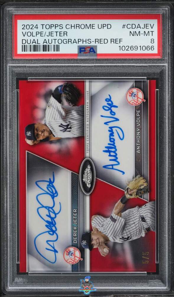 2024 Topps Chrome Update Dual Autographs Red Refractor Anthony Volpe/Derek Jeter #CDAJEV