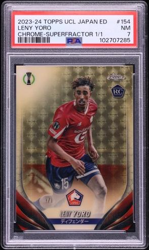2023 Topps Chrome UEFA CC Japan Edition Superfractor Leny Yoro ROOKIE 1/1 #154 PSA 7 NRMT