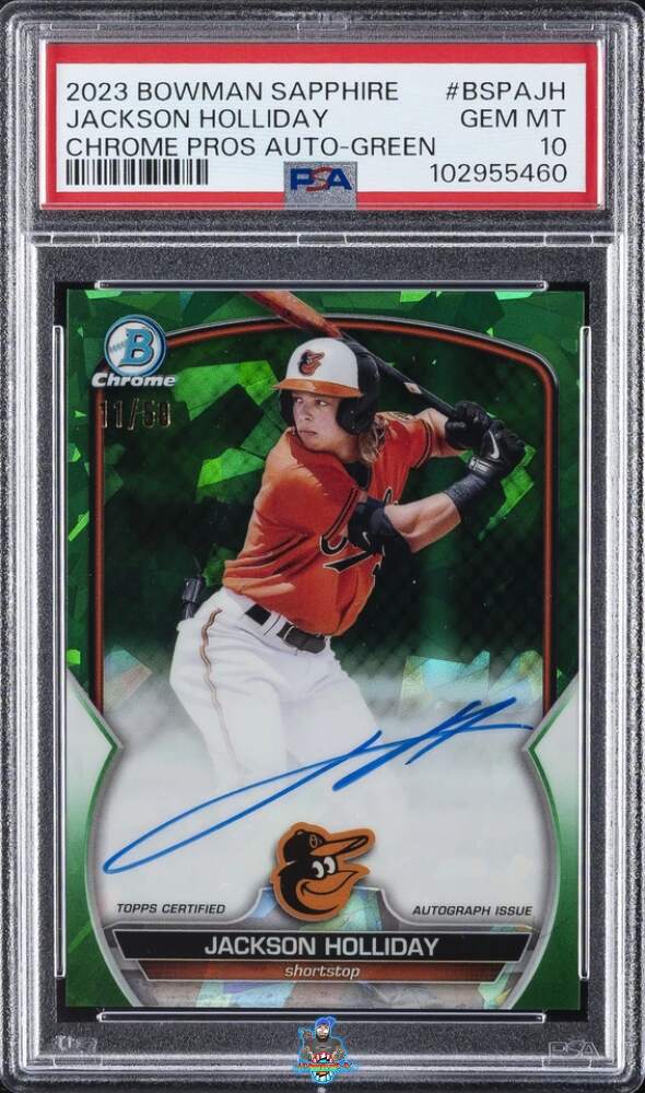 2023 Bowman Chrome Sapphire Prospect Autograph Green Refractor Jackson Holliday #BSPAJH /50