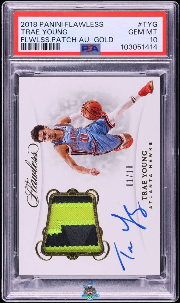 2018 Panini Flawless Patch Autograph Gold Trae Young #9 /10