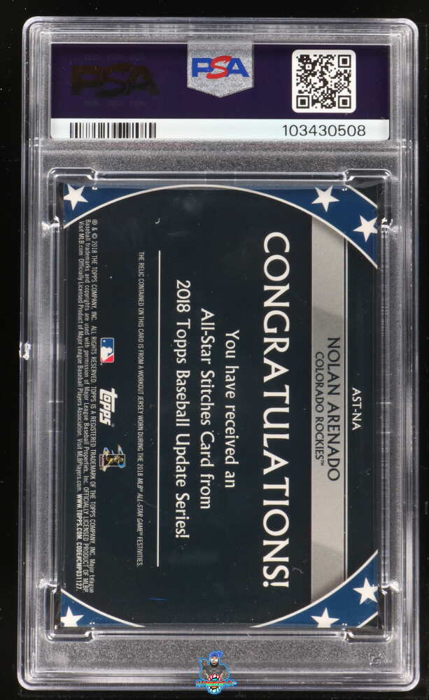 Back of 2018 Topps Update All Star Stitches Nolan Arenado #ASTNA