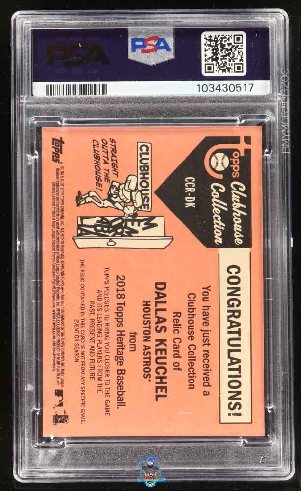 Back of 2018 Topps Heritage Clubhouse Collection Relic Dallas Keuchel #CCRDK