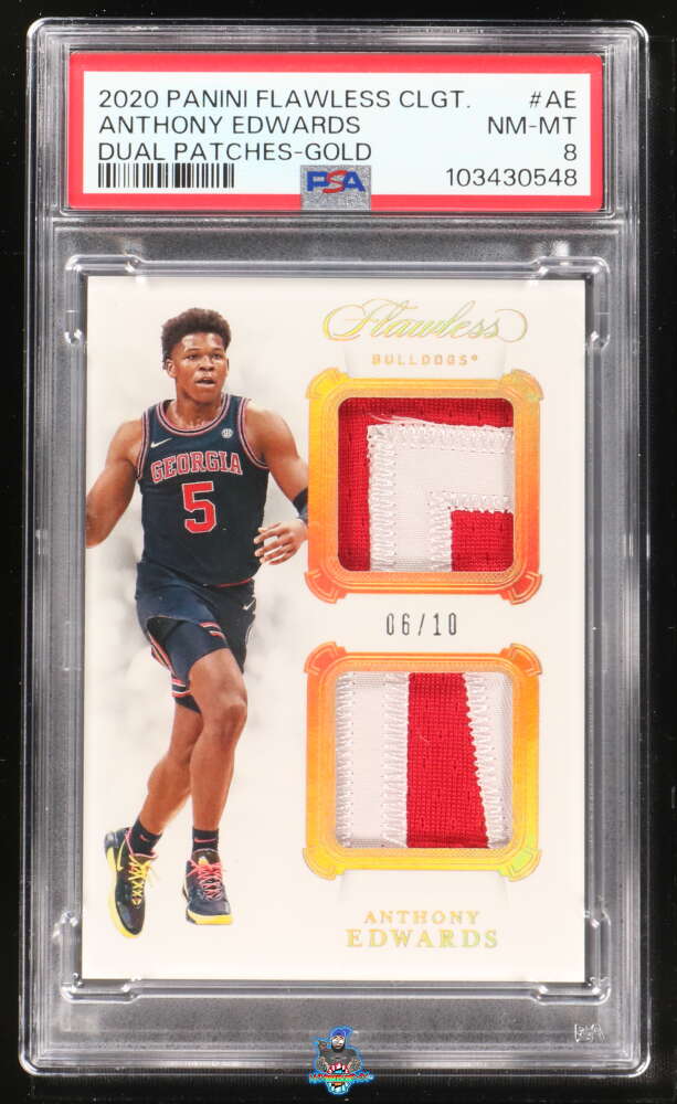 2020 Panini Flawless Collegiate Dual Patches Gold Anthony Edwards #2 /10