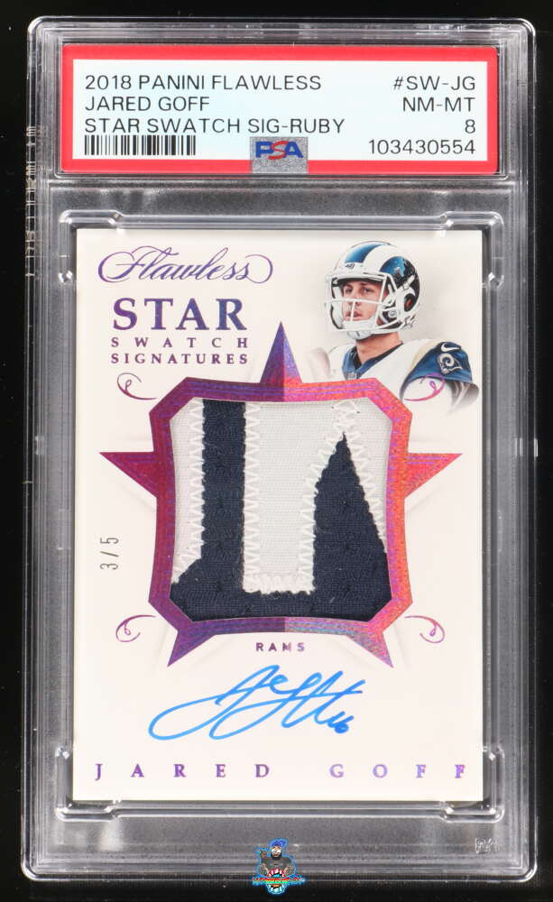 2018 Panini Flawless Star Swatch Signature Ruby Jared Goff #15 /5