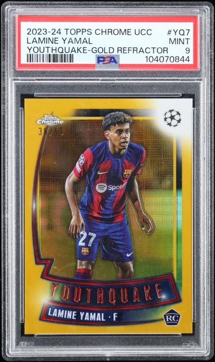 2023 Topps Chrome UEFA Youthquake Gold Refractor Lamine Yamal ROOKIE /50 #YQ-7 PSA 9 MINT