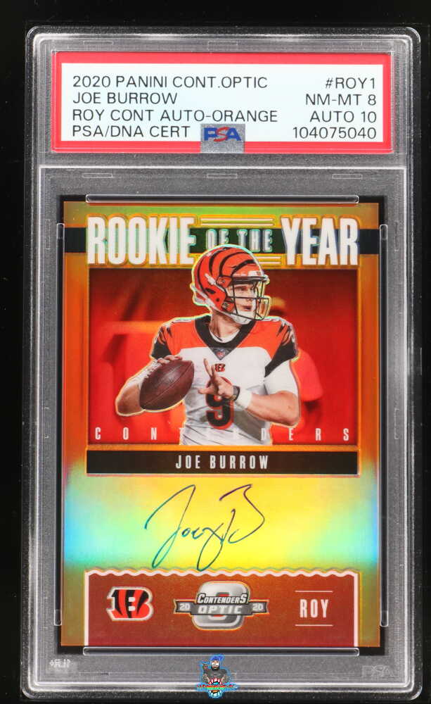 2020 Panini Contenders Optic Rookie of the Year Contenders Autograph Orange Joe Burrow #1 /50