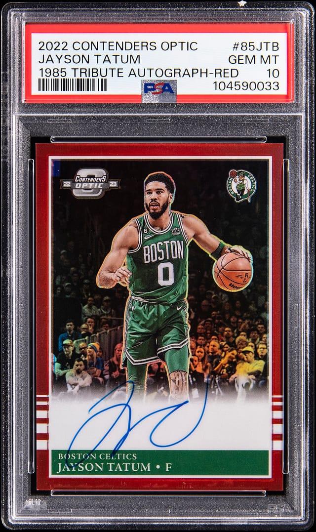 2022 Panini Contenders Optic 1985 Tribute Autographs Red Jayson Tatum #85JTB