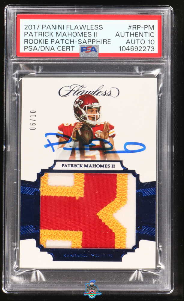 2017 Panini Flawless Rookie Patch Sapphire Patrick Mahomes II #26 /10