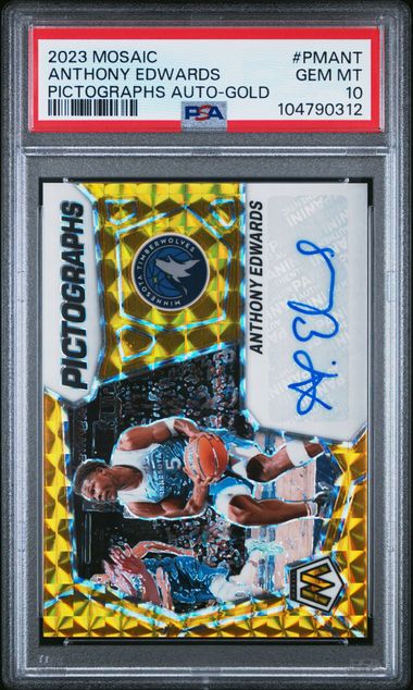 2023 Panini Mosaic Pictographs Mosaic Autographs Gold Anthony Edwards #PMANT