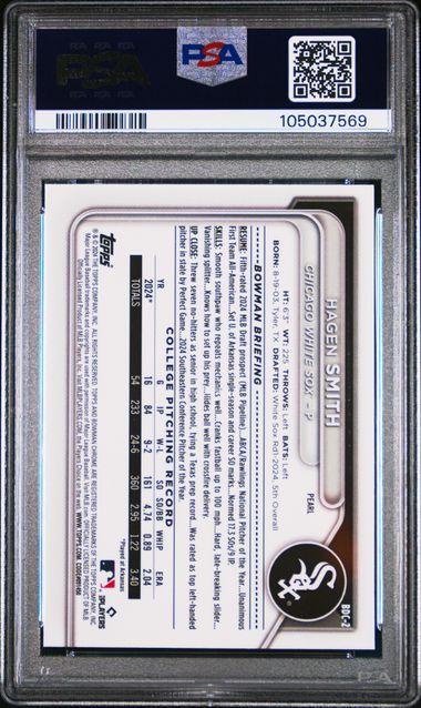 Back of 2024 Bowman Draft Hagen Smith Chrome-Pearl Refractor