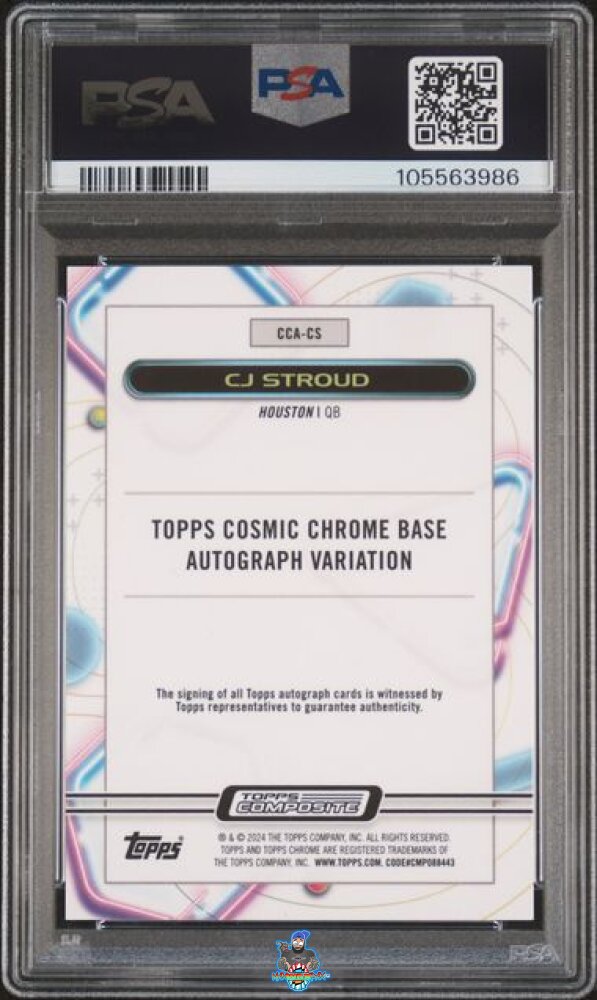 Back of 2023 Topps Composite Cosmic Chrome Autographs Gold Interstellar Refractors CJ Stroud #CCACS