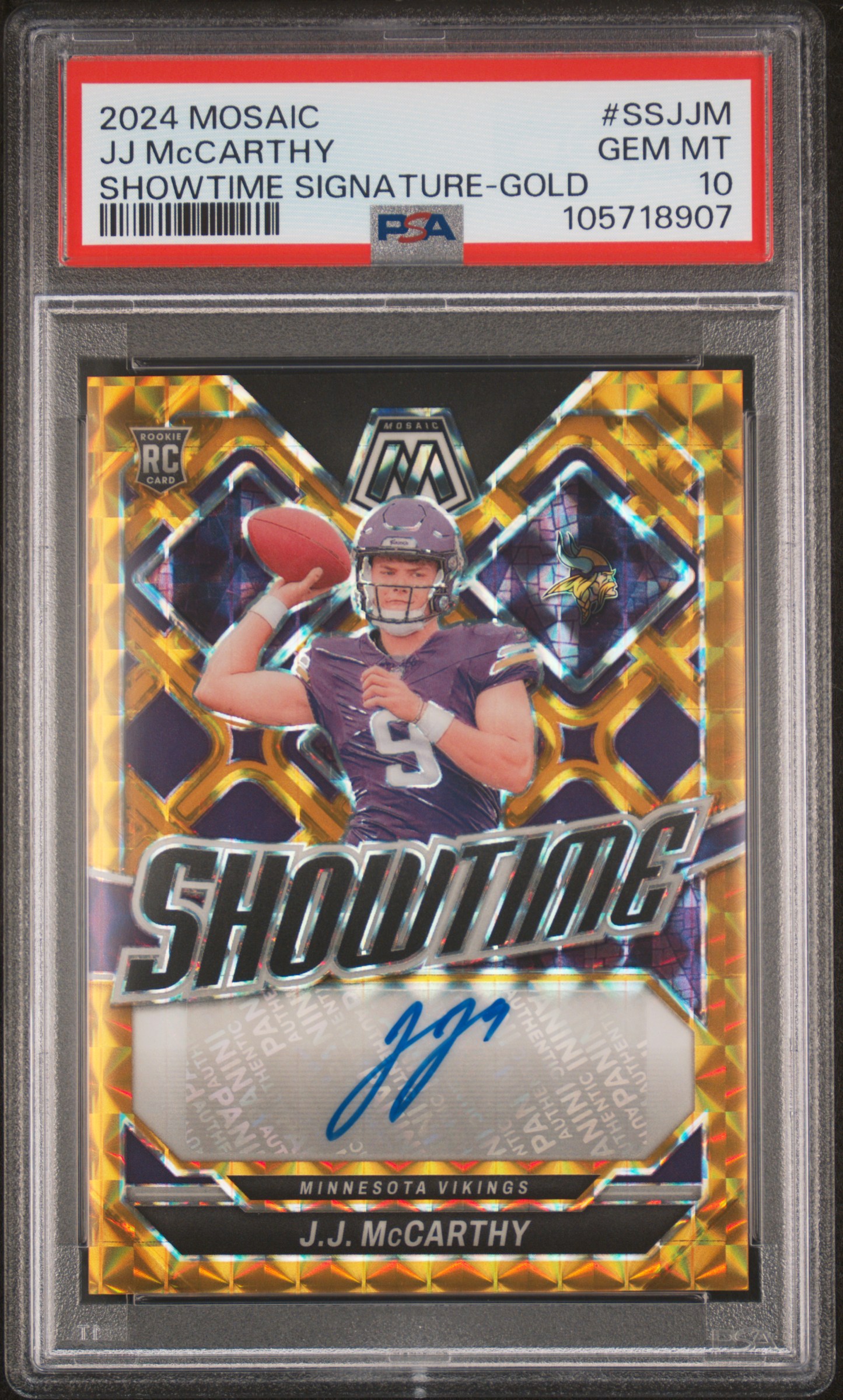 2024 Panini Mosaic Showtime Signature Gold JJ Mccarthy #SSJJM /10