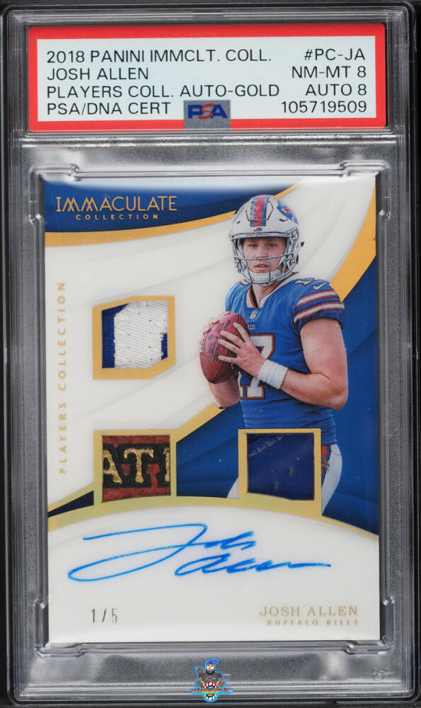 2018 Panini Immaculate Collection Players Collection Material Autograph Gold Josh Allen #4 /5