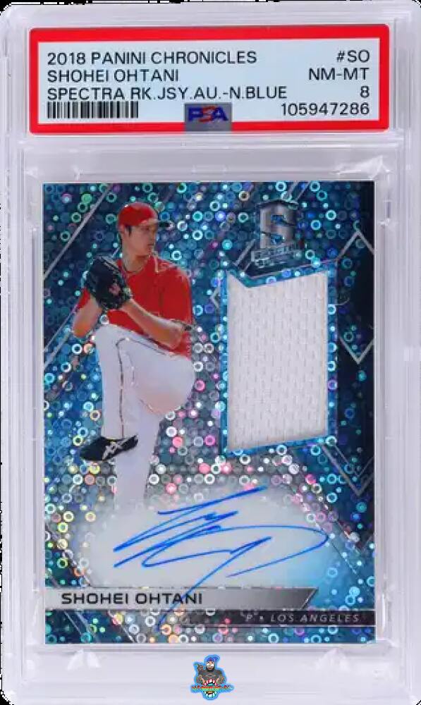 2018 Panini Chronicles Spectra Rookie Jersey Autograph Neon Blue Shohei Ohtani #RJASO /75