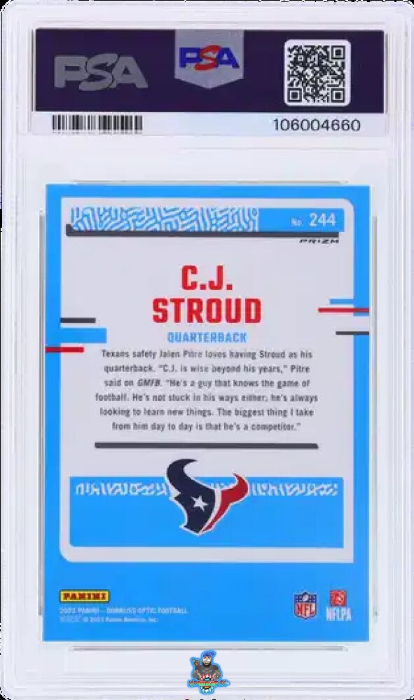 Back of 2023 Donruss Optic Teal Velocity CJ Stroud #244