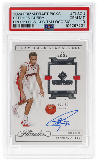 2024 Panini Prizm Draft Picks '21 Flawless Collegiate Team Logo Signatures Stephen Curry #TL-SCU /25