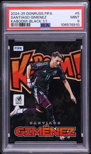 2024 Donruss FIFA Kaboom! Black Santiago Gimenez 1/1 #5 PSA 9 MINT