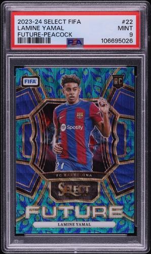 2023 Select FIFA Future Peacock Lamine Yamal ROOKIE #22 PSA 9 MINT