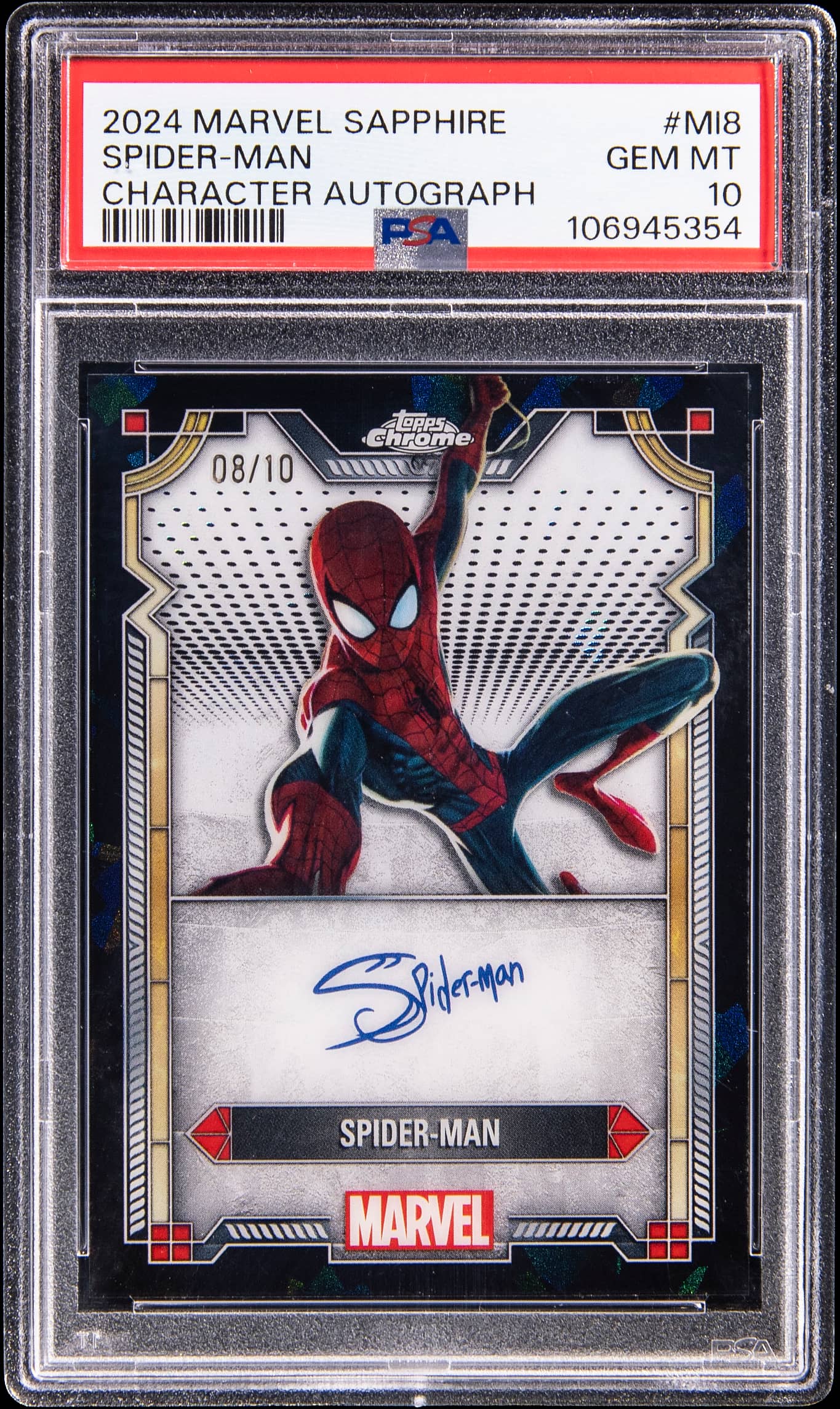 2024 Topps Chrome Marvel Sapphire Edition Marvel Character Autographs Spider Man #MI8