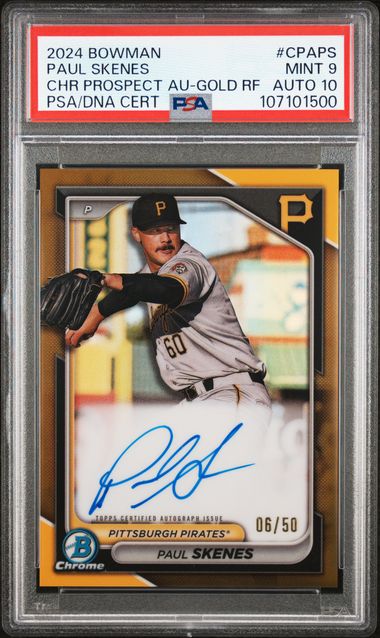 2024 Bowman Chrome Prospect Autograph Gold Refractor Paul Skenes #CPAPS /50