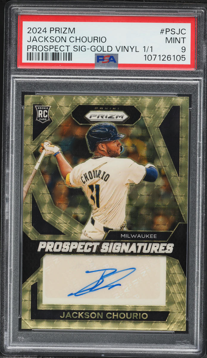 2024 Panini Prizm Prospect Signatures Gold Vinyl 1/1 Jackson Chourio #PSJC