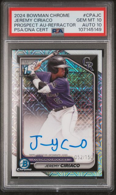 2024 Bowman Chrome Prospect Autographs Prospect Au-Hta Choice Ref Jeremy Ciriaco #CPAJC