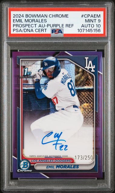 2024 Bowman Chrome Prospect Autograph Purple Refractor Emil Morales #CPAEM /250