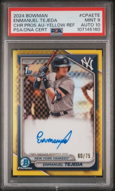 2024 Bowman Chrome Prospect Autographs Chrome Prospect Au-Yellow Enmanuel Tejeda #CPAETE
