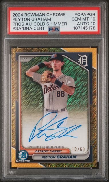 2024 Bowman Chrome Prospect Autographs Prospect Au-Gold Shimmer Peyton Graham #CPAPGR