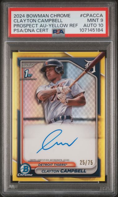2024 Bowman Chrome Prospect Autograph Yellow Refractor Clayton Campbell #CPACCA
