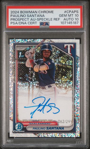 2024 Bowman Chrome Prospect Autographs Prospect Auto-Speckle Ref Paulino Santana #CPAPS