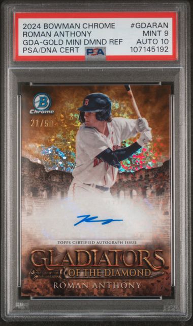 2024 Bowman Chrome Gladiators of the Diamond Autographs Gda-Gold Mini Diamond Ref Roman Anthony #GDARAN
