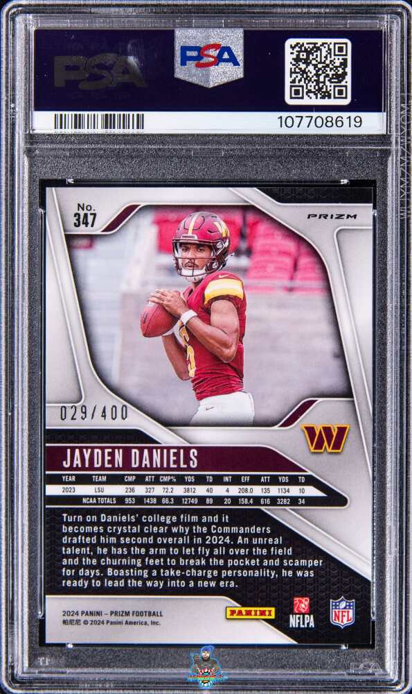 Back of 2024 Prizm Prizms Pandora Jayden Daniels #347