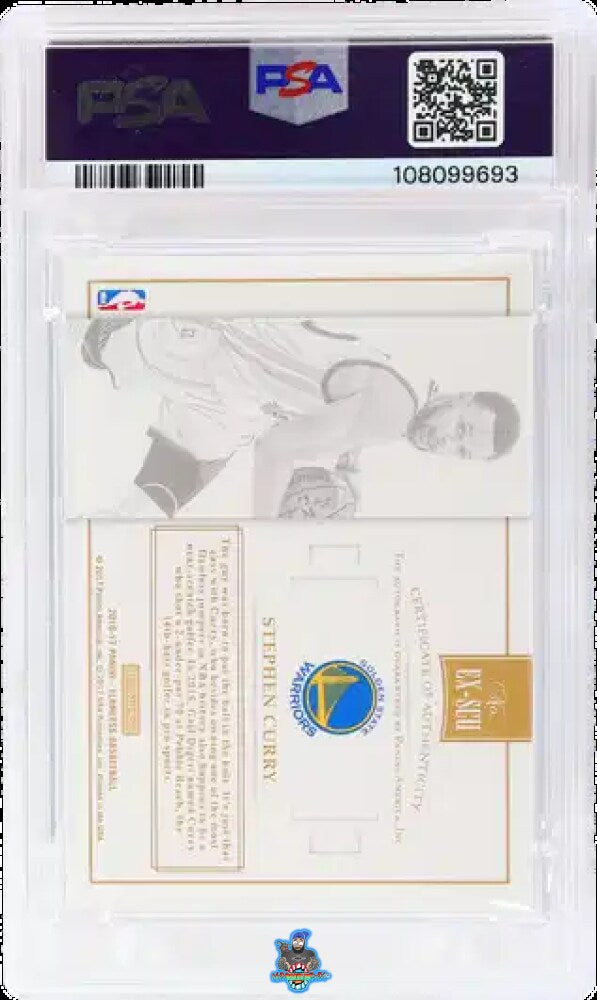 Back of 2016 Panini Flawless Excellence Signatures Ruby Stephen Curry #EX-SCU /15