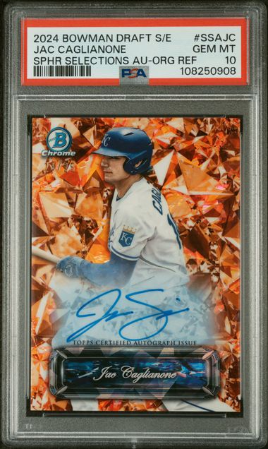 2024 Bowman Draft Sapphire Edition Sapphire Selections Autographs Orange Refractor Jac Caglianone #SSAJC