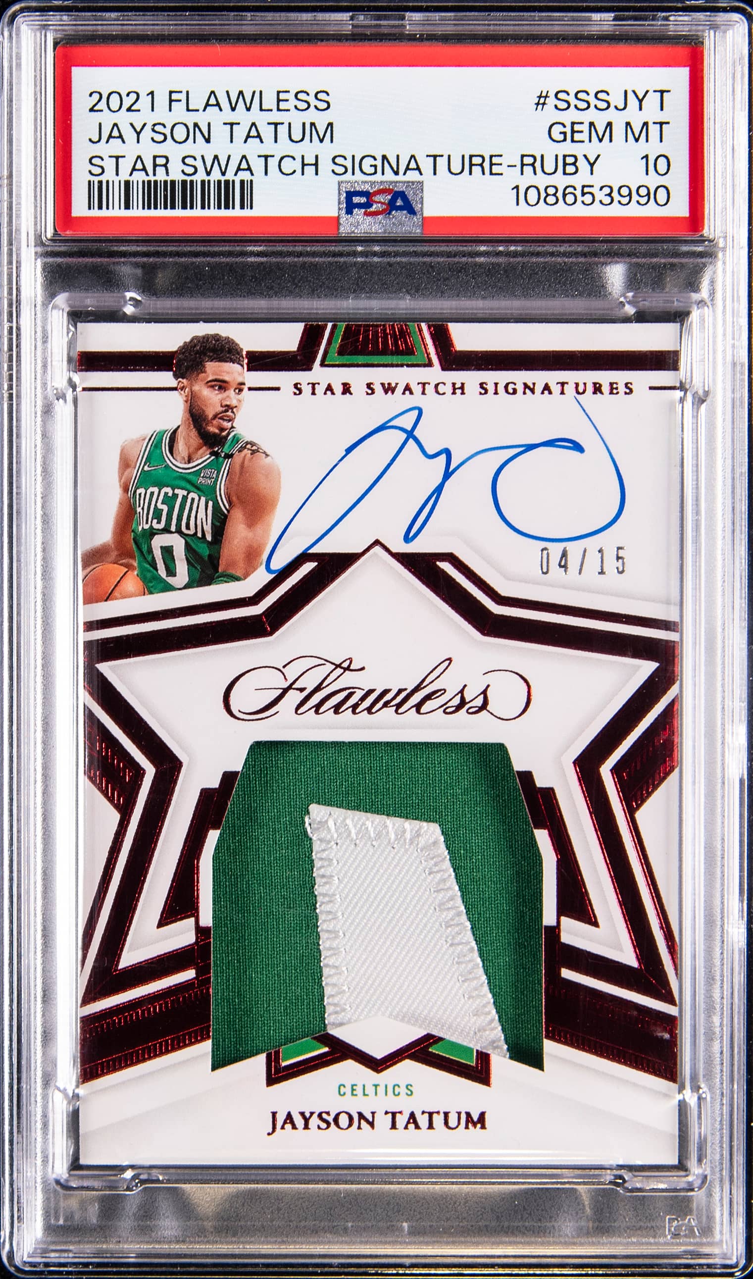 2021 Panini Flawless Star Swatch Signatures Ruby Jayson Tatum #SSSJYT